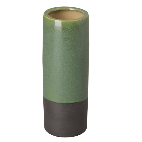 Two-Tone 19.5 in. H Round Ceramic Umbrella Stand in Lime